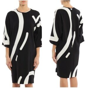 MAX MARA
Rete printed cady dress, Black and White Abstract Print, Size 2